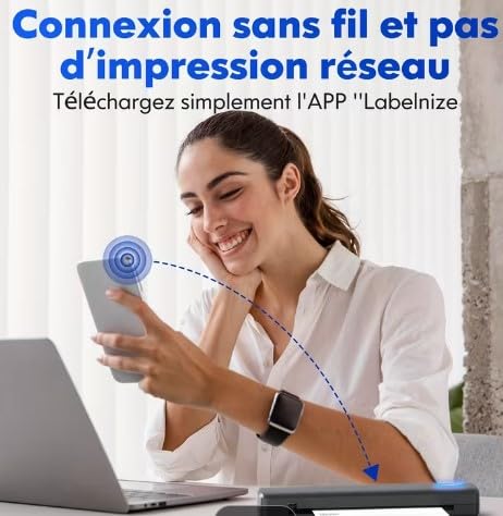 Imprimante Thermique Portable A4 sans Encre Bluetooth Compatible iOS Android Noir