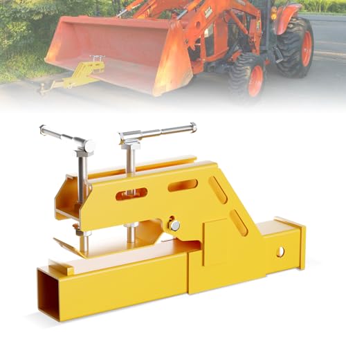 Nautykiks Upgraded Clamp On 2 Bucket Ball Tractor Trailer Hitch Receiver Compatible with Kubota Tractor Bucket Hitch Attachment Accessories Yellow