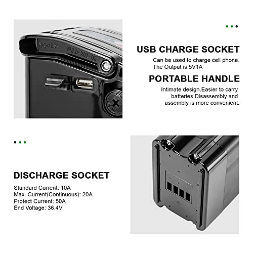 Image of Yose Power Ebike Battery 48V 13Ah Silver Fish Pedelec for Max 700W Motor, Electric Bicycle Lithium-Ion Battery, USB Output, Safe Lock, Led Indicator Light, with Base and Charger