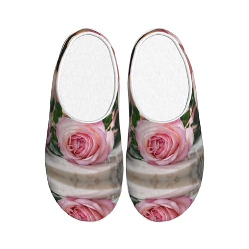 Pantoufles en peluche rose EdWal pour rester au chaud à la maison sur vos parquets et carrelages