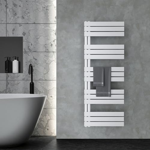 VILSTEIN® Badheizkörper [160x60cm] - Handtuchheizkörper Elektrisch einsetzbar [SEITLICH OFFEN] - Handtuchtrockner Badezimmer - Handtuch Heizkörper Bad - Handtuchheizung - Wandheizkörper - (Weiß)