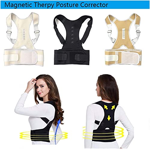 Correcteur de posture thérapie magnétique dos ajusté beige taille M - 5