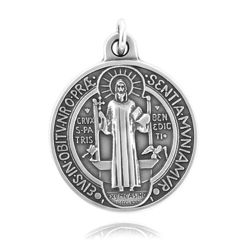 Medalla San Benito en plata - Lleva la Medalla de San Benito cerca con este colgante - Amuletos de Proteccion - Se envía en una cajita Hand Made
