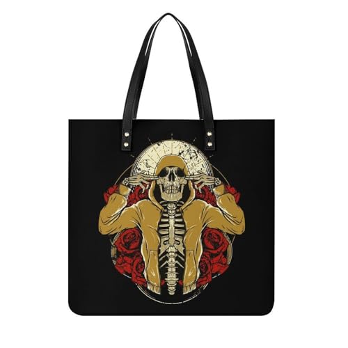 Sac à bandoulière fleur squelette grand cabas femme et sac de voyage 39x39cm