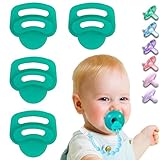 Silicone Pacifier Clip Adapter Ring for Philips Avent Soothie, 4 Pack 100% Food-Grade Silicone Binky Clips Holder Adapter Rings Competible with Avent Soothie,BPA-Free Soft Flexible Safe Durable, Green