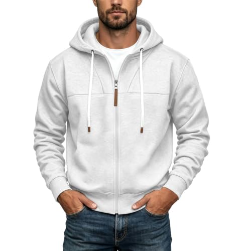 Mens Full Zip Hoodies Fashion Fleece Drawstring Hooded Sweatshirts Jackets - image 4