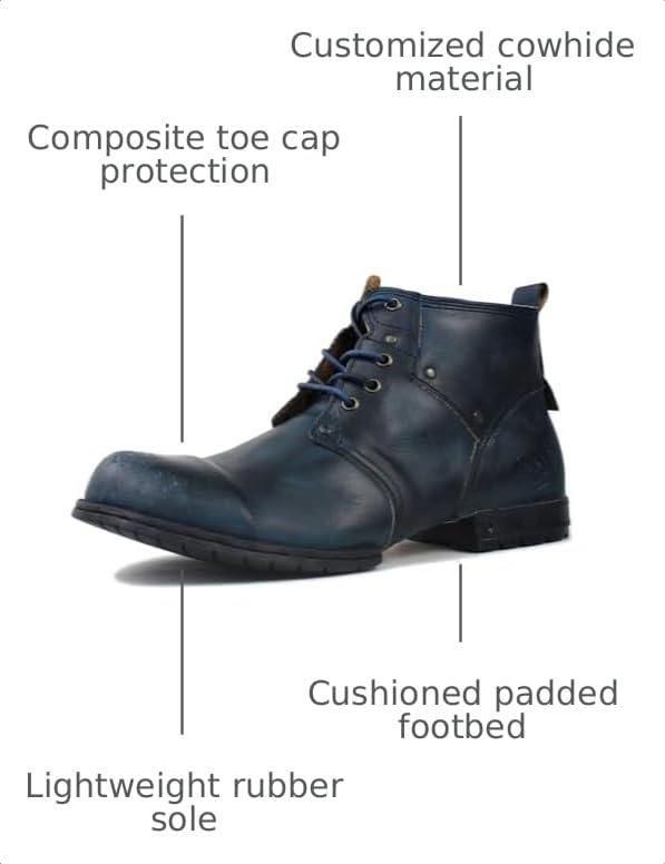 Image of OSSTONE Moto Boots for Men Fashion lace-up Leather Chukka Boots Casual Shoes OS-6015-2-retro-brown-US-R