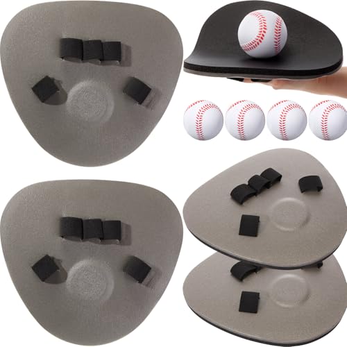 Leyndo 8 Pcs Baseball Training Glove Foam Fielding Trainer Pancake Glove with Foam Baseballs Practice Baseballs for Quick Hands Batting Infield Training Practice Two Hands(Black)