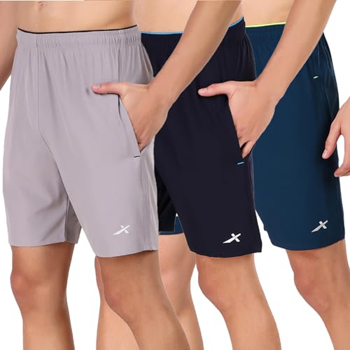 VECTOR X Solid Men Sports Shorts 100% Polyester (Pack of 3)