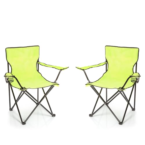 BigDean 2X Faltstuhl HELLGRÜN Campingstuhl Anglerstuhl mit Getränkehalter...