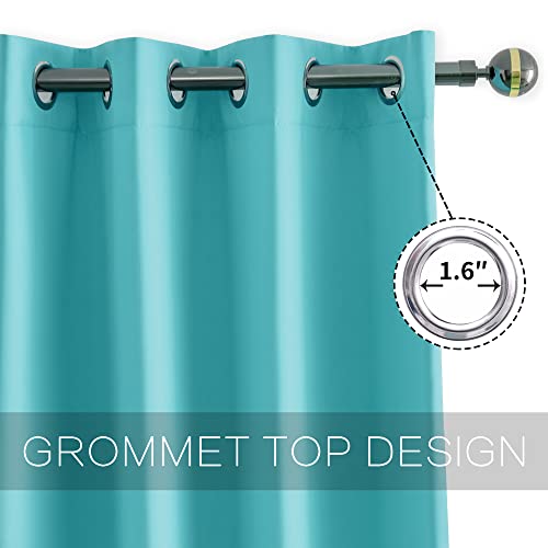 Ygo Turquoise Curtains For Bedroom Living Rooms Thermal Insulated Innovated Microfiber Blackout Window Panels Light Blocking Drapes Grommet Top 52X84 Inch 2 Panels #TOP3