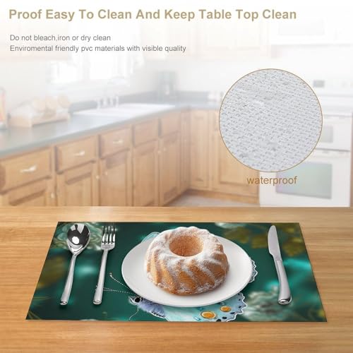 Set de table vinyle antidérapant bleu ciel 30x45cm lavable pour table de cuisine - 5