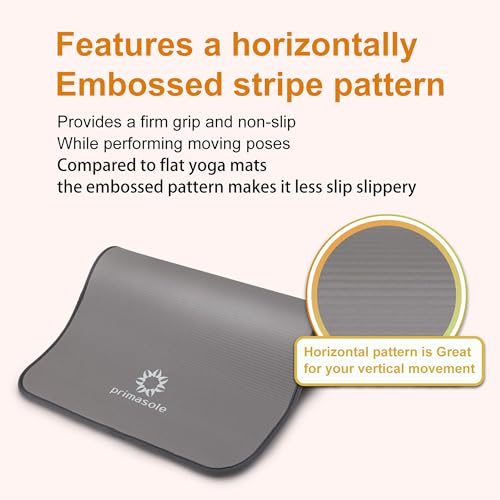 Image of Primasole Thick Yoga Mat, 1 /2-Inch Extra Thick NBR Mat with Enhanced Stability - Textured Design, Lightweight Mat with Carrying Strap & Case for Yoga, Pilates, Gym & Home Use (Multiple Colors)
