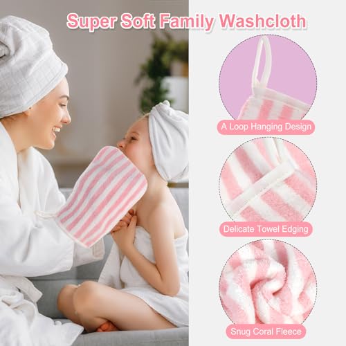 PHOGARY 6 Pack Face Body Cloths, Facial Mitts Coral Fleece Wash Cloth, Super Absorbent & Soft Face Towels Reusable Makeup Remover Cloth Facial Cleansing Cloths, Guest Towel Small Hand Towels-13x20cm - Image 2