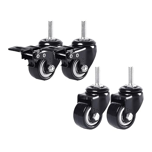 KUKUUU Ruedas silenciosas de 5 cm, 4 ruedas giratorias de 50 mm + tornillos de 200 kg, ruedas de goma resistentes para muebles y mesas