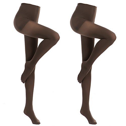 MANZI Women's 2 Pairs Opaque Control-Top Tights 70 Denier Pantyhose Small 2 Pairs Coffee