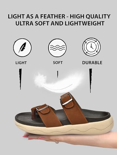 Image of HEALTH FIT Extra Soft Premium Classic Cushion Sliders /with Adjustable Buckle Strap & Light Weight Anti-SkidWaterproof Luxurious Slippers for Men's HF119