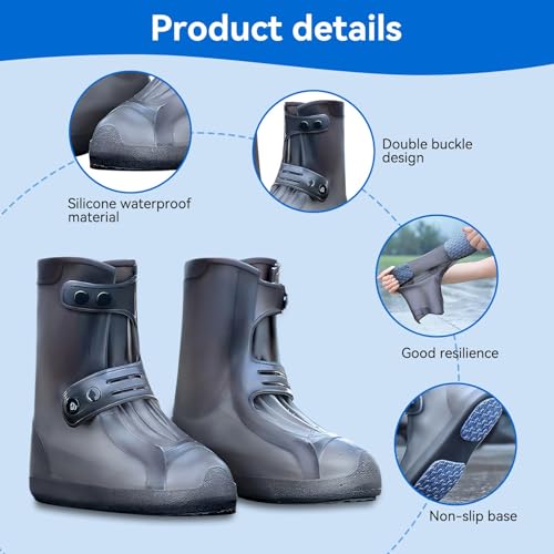 HERCHR Cubrezapatos Impermeables, Protectores de Zapatos Reutilizables Antideslizantes para Hombre (L) miniatura 2