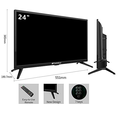 Image of SANSUI 24-Inch TV 720P Basic LED HD TV-S24 Flat Screen Television Built-in HDMI,USB,VGA,Earphone,Optical Ports - Refresh Rate 60Hz (2020 Model)