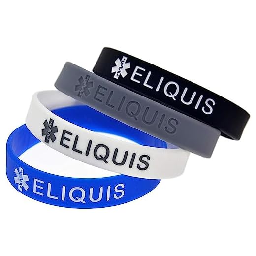 Pacote com 4 pulseiras de silicone ELIQUIS Medical Alert ID para homens e mulheres, One Size, Silicone, Cingabar