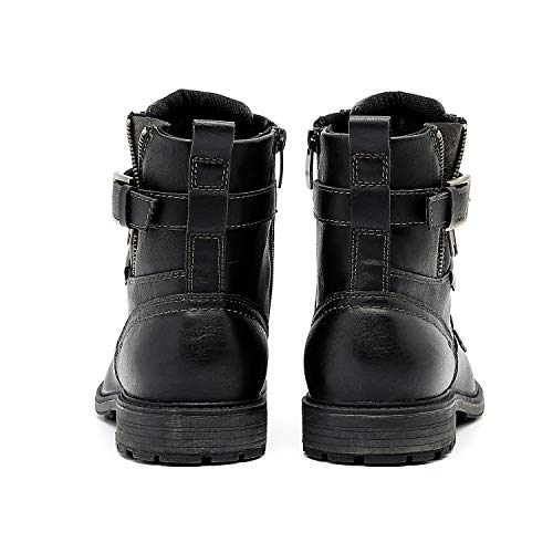 Image of AMAPO Men Oxford Boots, Buckle Dress Boot, Casual Men Boots Lace-Up Side Zipper