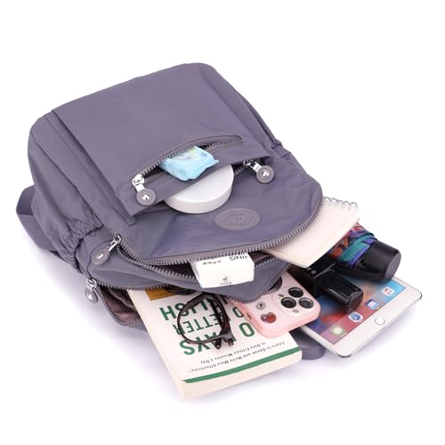 Image of Tanweibago Mini Nylon Women Backpacks,11L Small Ladies backpacks Casual Lightweight Women Shopping Travel Daypack (Grey)