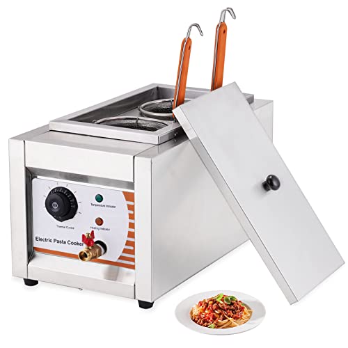 Cuiseur à Pâtes électrique Cuiseur de Pate Professionnelle Commercial 2 Trous Machine de Cuisson de Nouilles 2000W Cuiseur de Nouilles à Haute Efficacité pour Restaurant Hôtel