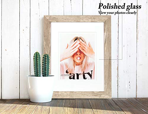 Scholartree Wide Molding Rustic 11X14 Picture Frames, Made Of Hd Glass Display Picture 8X10 With Mat, Light Brown Photo Frame For Wall Mounting, 2 Sets #TOP4