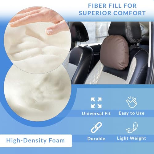 Image of Neodrift 'CloudFlex' Car Back Seat Neck Rest Cushion - Ergonomic Neck Support with Premium Fiber Fill, Pain Relief for Neck and Shoulder (Color-Brown)