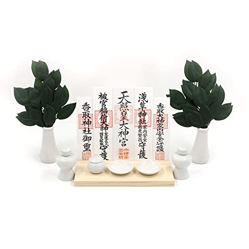 Shizuka-JP 壁掛け用神札立(神棚)神棚 筋斗雲 浮き彫り祖霊舎 三社 幅18cm 神道 祭事 神様 神札 便利グッズ・神具 … (三社(30x18x14cm))