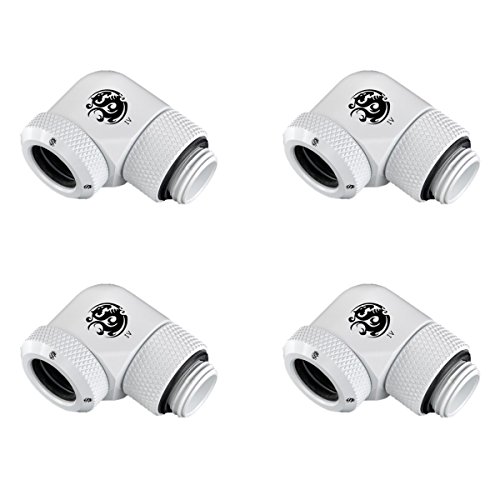 Bitspower G1/4�C���` �����}���`�����N�A�_�v�^�[�t�B�b�e�B���O �O�a12mm �d���`���[�u�p 90�x���[�^���[ �f���b�N�X�z���C�g 4�p�b�N