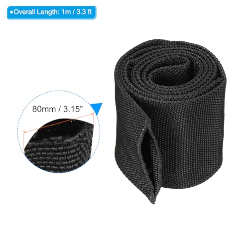 PATIKIL 2" Dia 3.3FT Nylon Protective Hose Sleeve, Cable Cover Sheath Protection for Welding Tig Torch Hydraulic Hose Black - Image 2