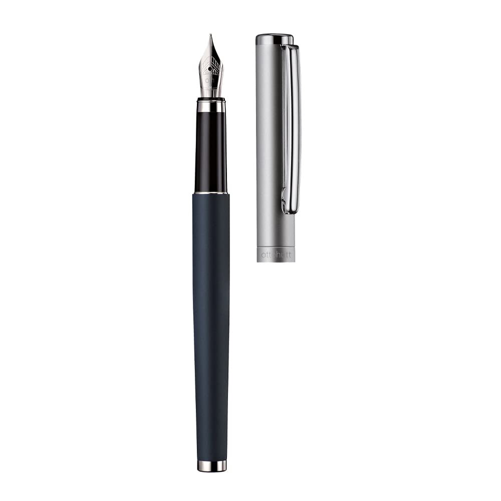 Otto Hutt design 01 Füllfederhalter 028-11440 – Füller mit hochwertiger Beschichtung und glänzender Oberfläche in der Farbe Blau – Federstärke F