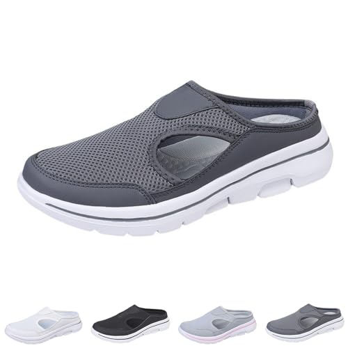 Men's Orthopedic Hollow-Out Summer Sandals, Slip On Mesh Shoes Sandals Breathable, Knit Mesh Walking Beach Sandals with Arch Support