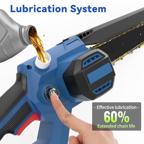Image of NANWEI Battery Chainsaw 8 Inch,Brushless,Cordless Chainsaw with 2x4.0A Batteries,8 Inch Handheld Chainsaw, 6 /8 inch Chainsaw,Chain Saw for Tree Pruning,Wood Cutting
