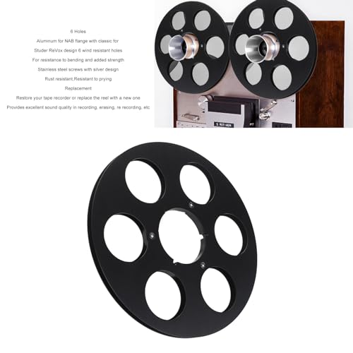 Bobina de cinta vacía para reparar magnetófono de aluminio 1/4 negro 8