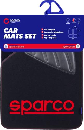 Tapis de voiture Sparco antidérapants et complets SPC19 polyester noir rouge - 2
