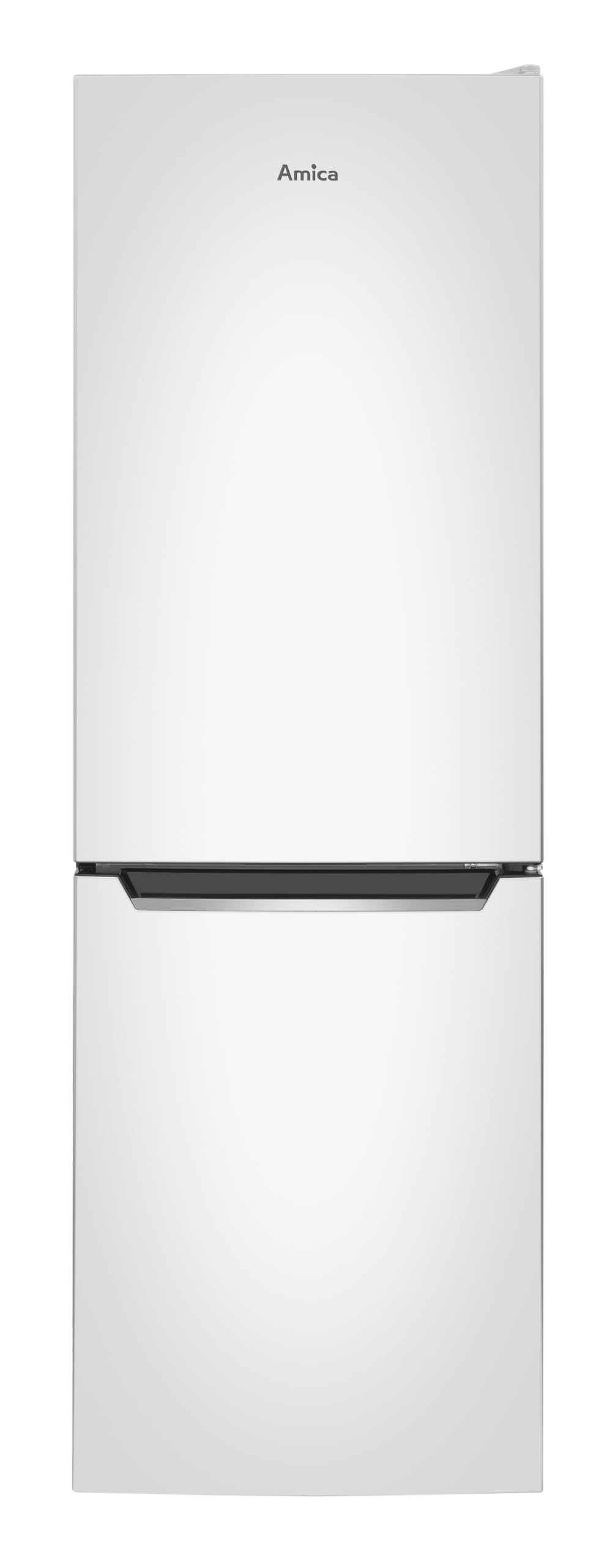 Amica Kühl‑Gefrierkombination freistehend 157 l FrostControl Superkühl und Supergefrierfunktion Sicherheitsglas LED‑Beleuchtung 144 x 47,4 x 49,5 cm – Kuehlschrank Freistehend Weiß