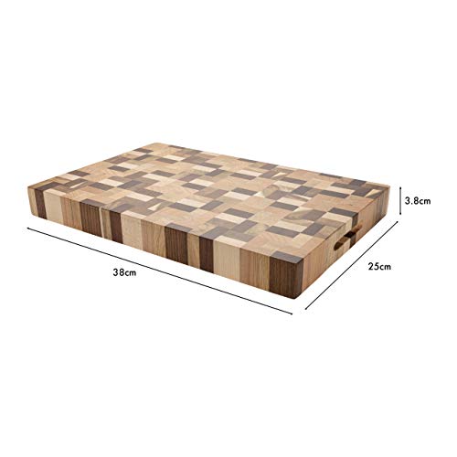 Rockingham Forest Luxury End Grain Multi-Wood Rectangular Chopping Board, 38 x 25 cm - Image 2