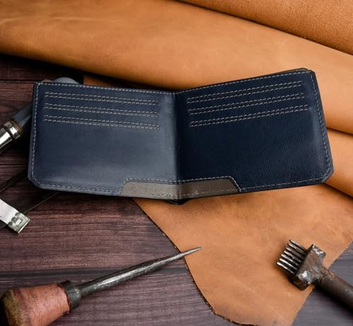 Image of URBAN FOREST Tyson Blue /Grey Leather Wallet for Men
