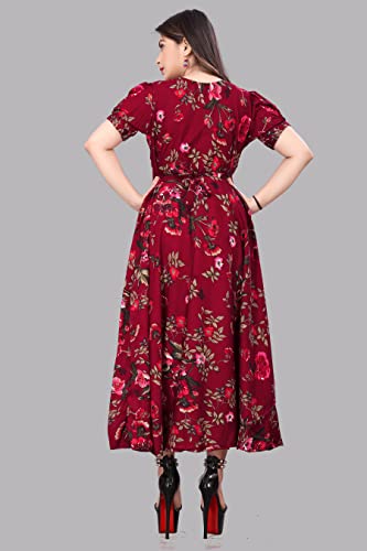 Image of FLARED ALINE MAXI DRESS WITH FLORAL PRINT FOR WOMEN