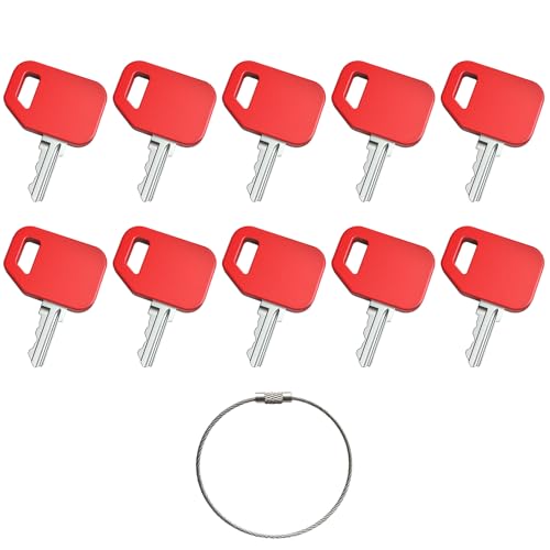 10 Pack AT195302 AR51481 Ignition Keys Compatible with Loader Backhoe Tractor 1200 210C 210LJ 250D 310A 310C 410B 410C 460E 550B 700H 710D 1050J