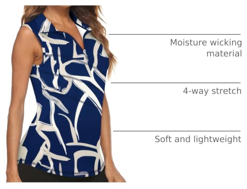 Image of Koscacy Women's Sleeveless Golf Tennis Polo Shirts Zip Up Dry Fit Workout Tank Tops Athletic Shirt