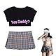 NSKRKOW DDLG Outfits for Women Tank Top Sleepwear Mini T Shirt Daddy’s Little Funny Flirty Student Pleated Skirt Cosplay