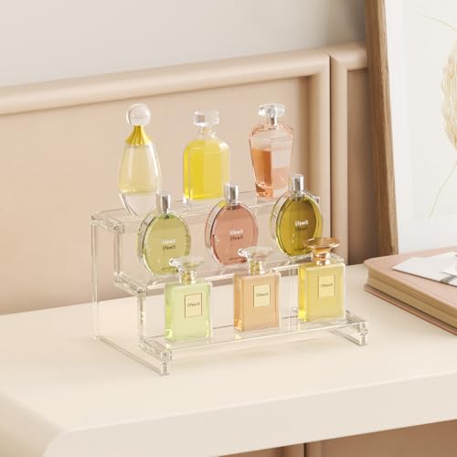 Image of Lifewit Perfume Organizer, Cupcake Stand, Tool-Free Assembly, Plastic Display Shelf for Vanity,Room Decor, Bedroom Storage Organization, 3 Tier 9 Inch, 1 Pcs