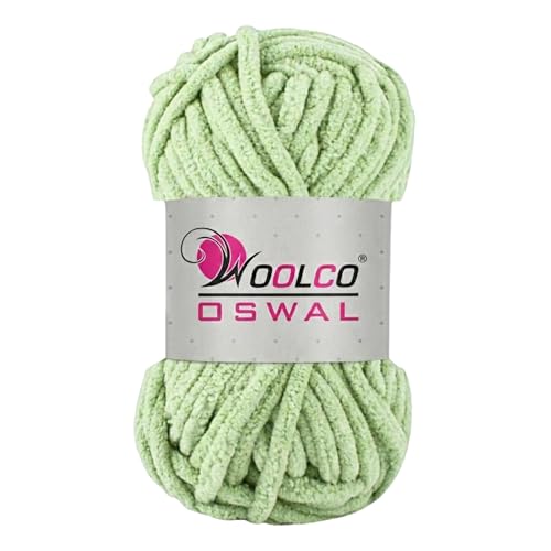 Image of Yankie Chenille Supersoft Velvet Yarn, Plushie & Blankie Yarn for Crochet, Knitting, Amigurumi & DIY Crafts (PASTLE Green, Pack of 1)