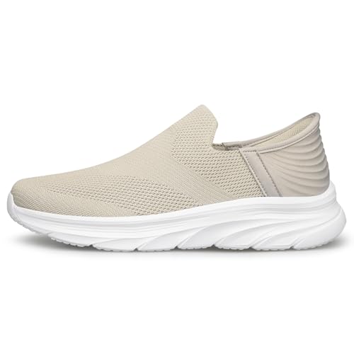 BQQ Men's Slip on Walking Shoes Comfortable Non Slip Workout Sneakers Loafers Taupe Size 12