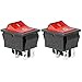QTEATAK KCD4 2Pcs DC 12V-24V 30A DPST 4-Pin 2 Position ON/Off Boat Rocker Toggle Switch with Red LED Light (Only for DC12-24V)