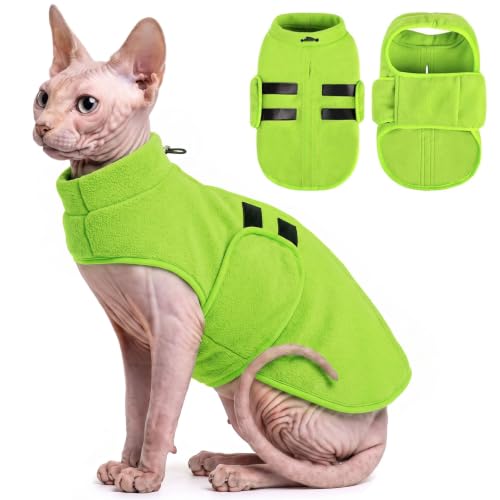 Image of Queenmore Cat Sweater,Soft Fleece Dog Vest Warm Dog Jacket with Leash Hole