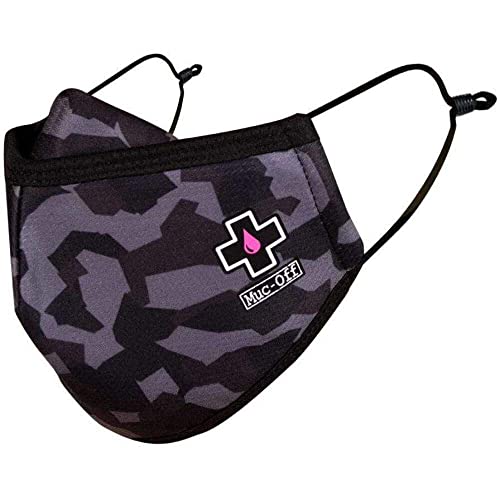 Muc-Off - Máscara de tela lavable reutilizable, diseño de camuflaje urbano, tamaño pequeño, máscara facial con correas ajustables y capa intermedia antipolvo, máscara lavable 20 veces en máquina